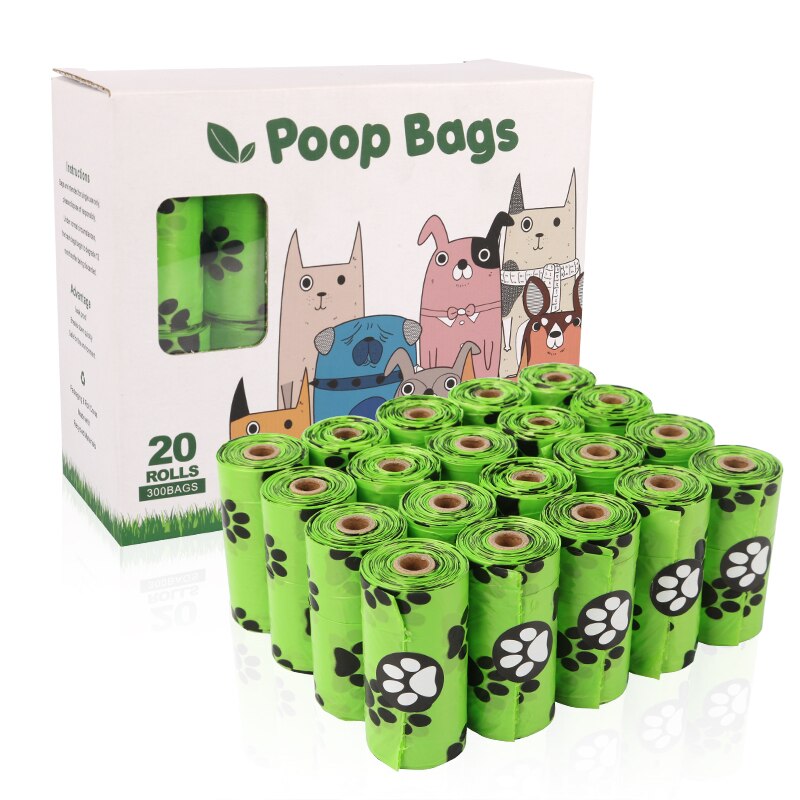 Dog Poop Bag Biodegradable Leak Proof Green Dog Waste Bags &amp; Dispenser Eco Friendly Pet Puppy Outdoor Garbage Pooper Clean Bag