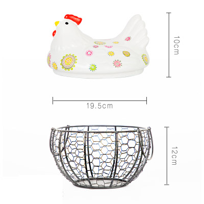 Keramische eierhouder kippengaas eiermand fruitmand collectie keramische kippenornamenten decoratie keuken opberggereedschap: 2