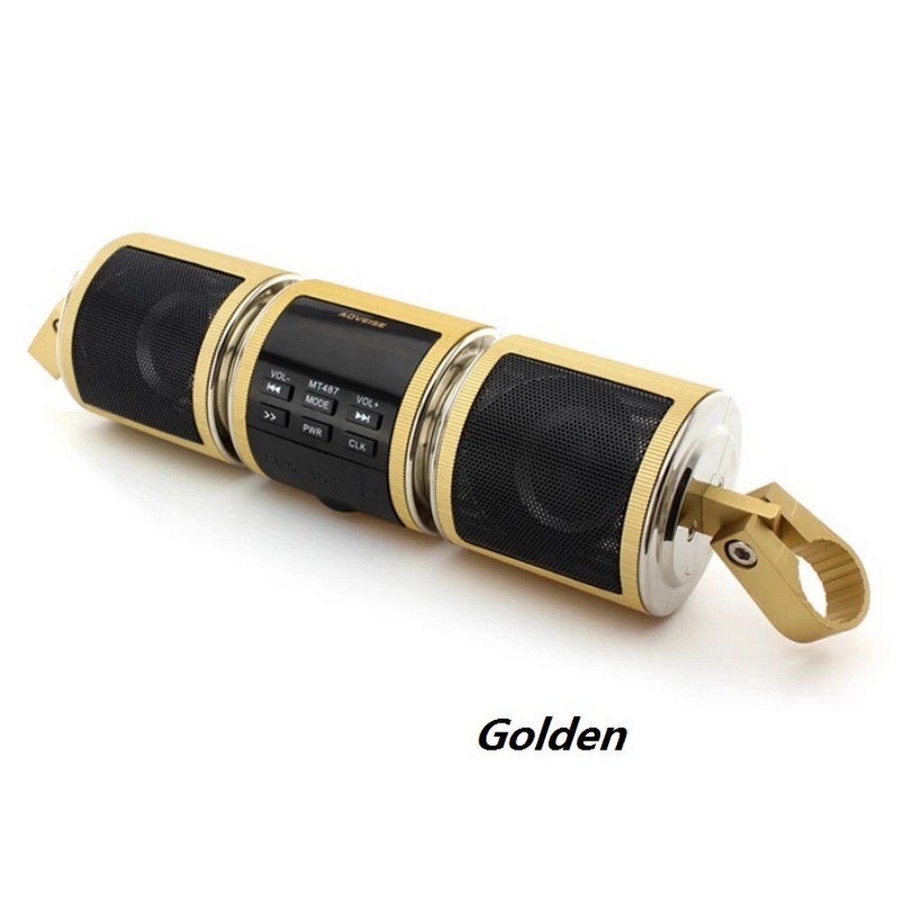 Motorfiets Bluetooth Speaker MP3 Bluetooth Muziekspeler Waterdichte Motorfiets Stereo Speaker Verstelbare Led Scherm: Gold