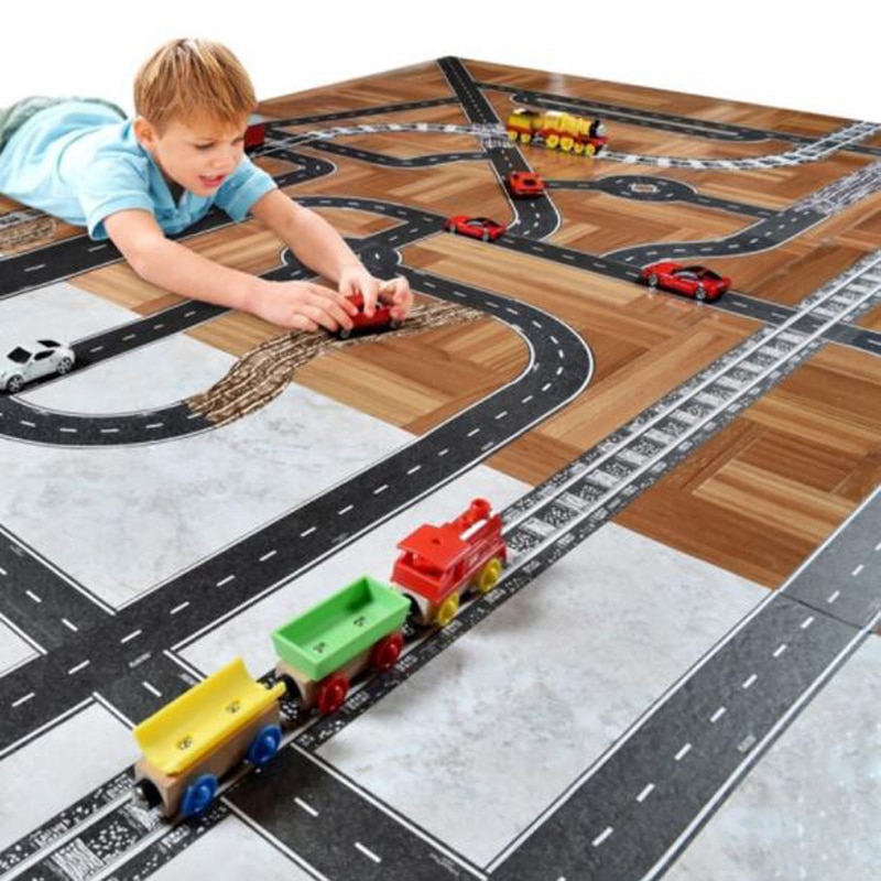 Traffic Railway Road Washi Tape Adhesive Tape DIY Scrapbooking Sticker Label Craft Masking Tape For Kids Toy Car Play
