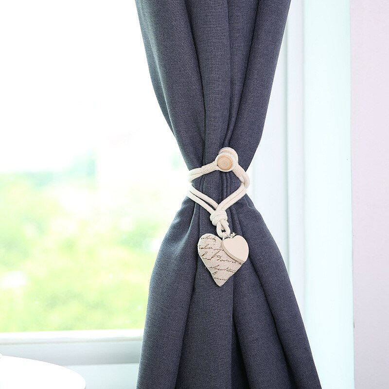Coeur forme rideau embrasse européen décoratif rideau boucle libre poinçon crochet aimant sangles rideau accessoires coton: Heart-E