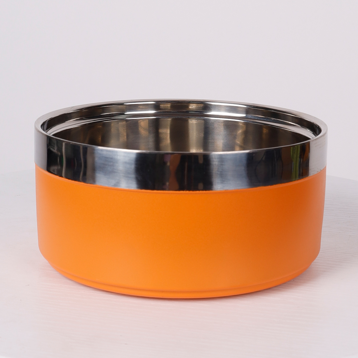 A circular stainless steel fashionable plain color anti slip pet cat bowl and dog bowl for indoor and outdoor use: S / Yellow