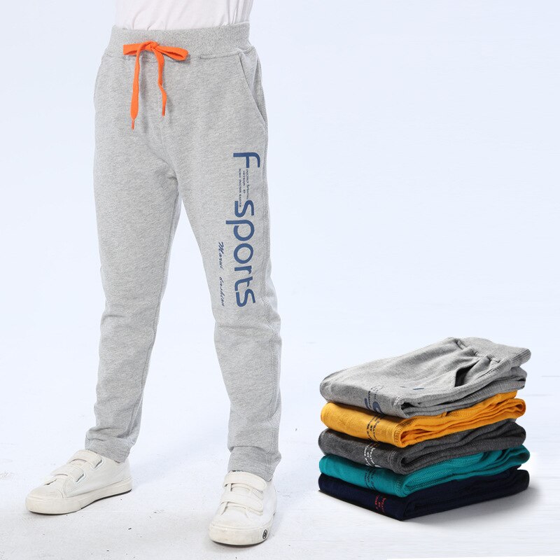 Brand Kids Jongens Broek Brief Afdrukken Katoenen Broek Kinderen Sport Broek Casual Kids Kleding Blauw Geel Grijs