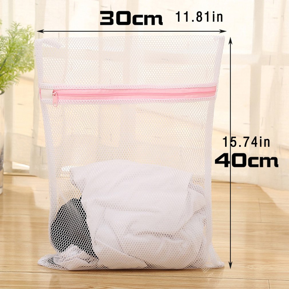 Zippered Mesh Laundry Wash Bags Foldable Underwear Washing Machine Clothes Protection Clothes Organizer: Green
