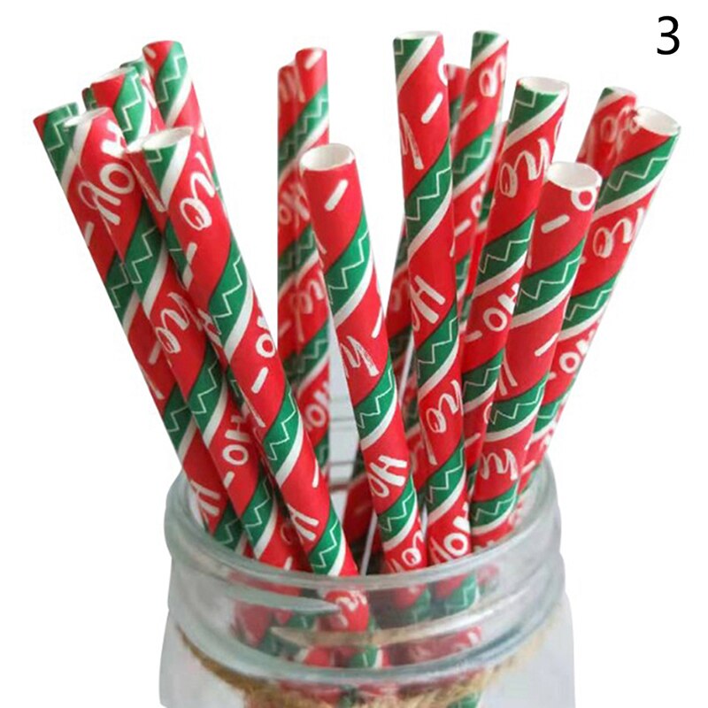 Christmas Paper Straws Snowflake Drinking Straw Merry Christmas Decorations For Home Xmas Year Party Supplies: N3