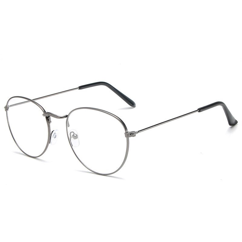 Monture de lunettes rondes en métal Vintage pour femmes et hommes, montures pour lunettes optiques, couleur or/noir/argent, accessoires lunettes: 2-Grey