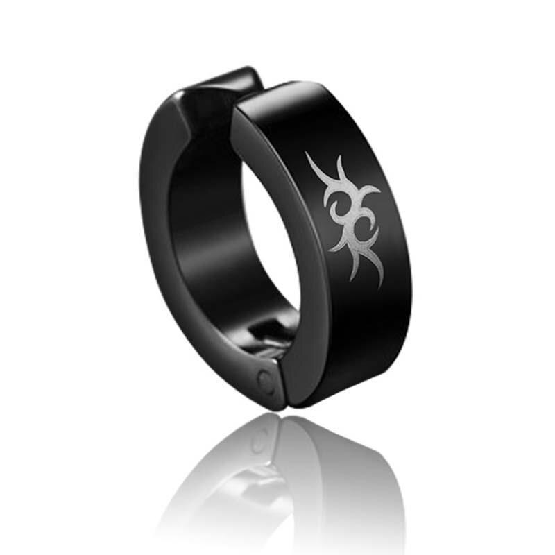 1 Stuk Punk Titanium Staal Print Patroon Zwart Goud Zilver Kleur Eenvoudige Oorringen Voor Vrouwen Mannen Partij Sieraden: 13