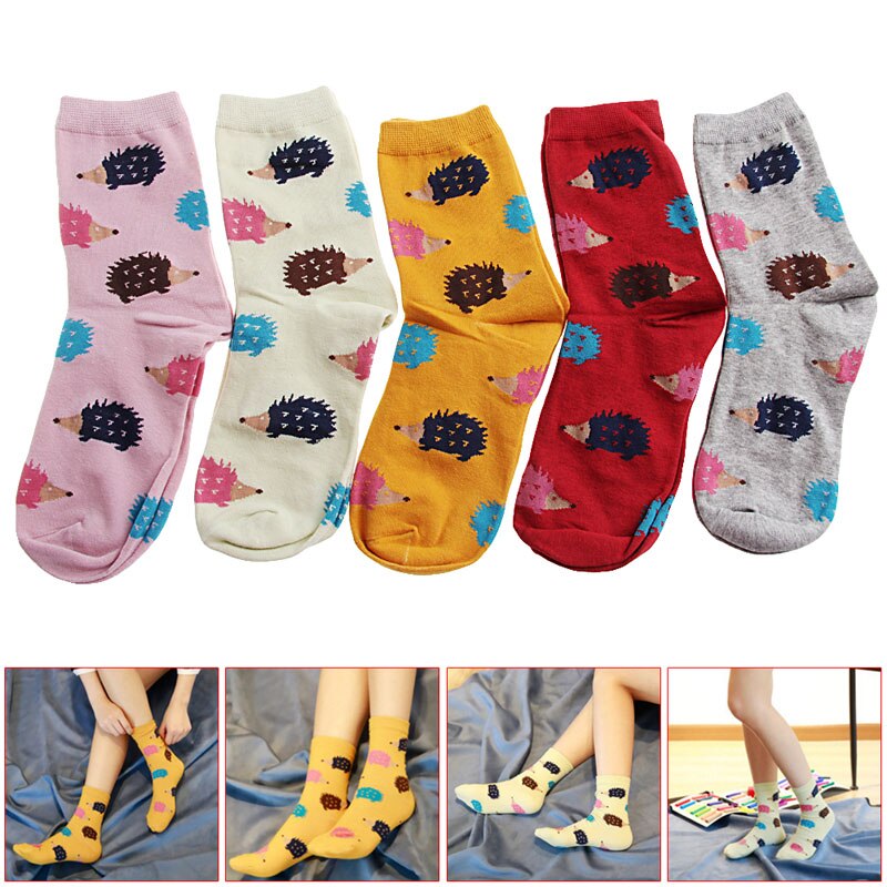 Bonito feminino senhora meninas dos desenhos animados meias de algodão animal mistura moda meias 57bf