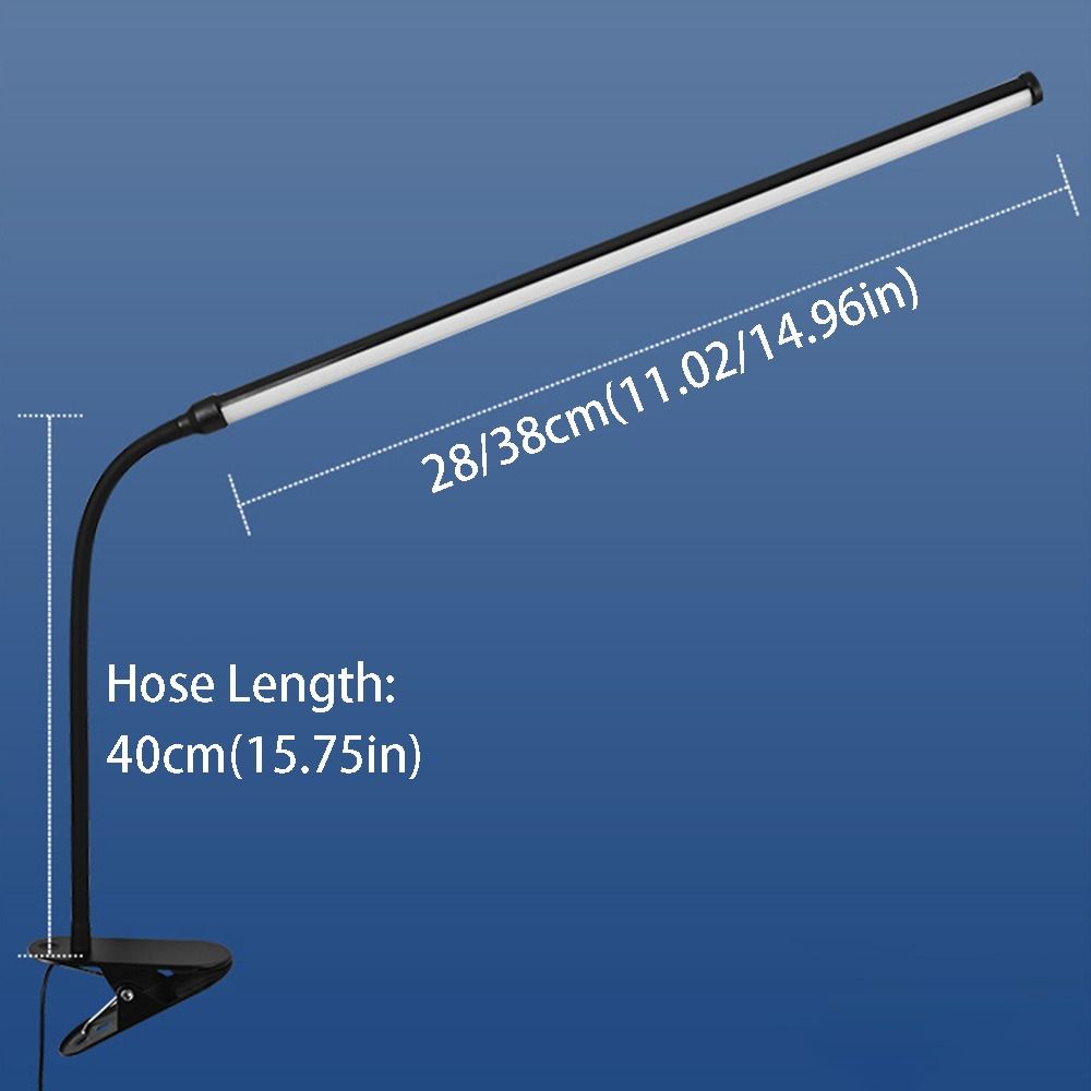 Augenpflegende LED-Schreibtischlampe zum Aufstecken, 3-Modus-Farben, lange Arme, Lese- und Arbeitszimmerleuchte, flexibel, einstellbare Helligkeit, Nagelkunstlampe
