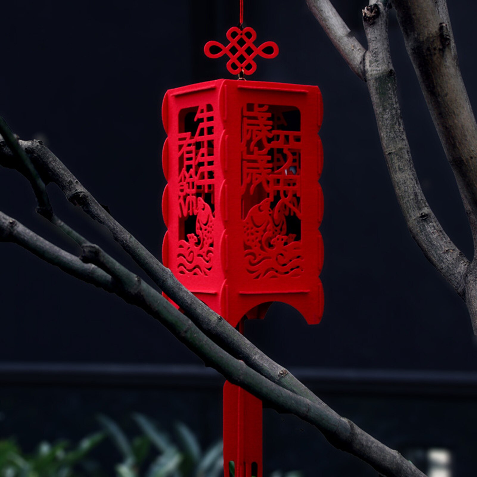 Chinese Year Square Palace Lantern Hollow Inlaid Spring Festival Decoration Chinese Style Year Lantern
