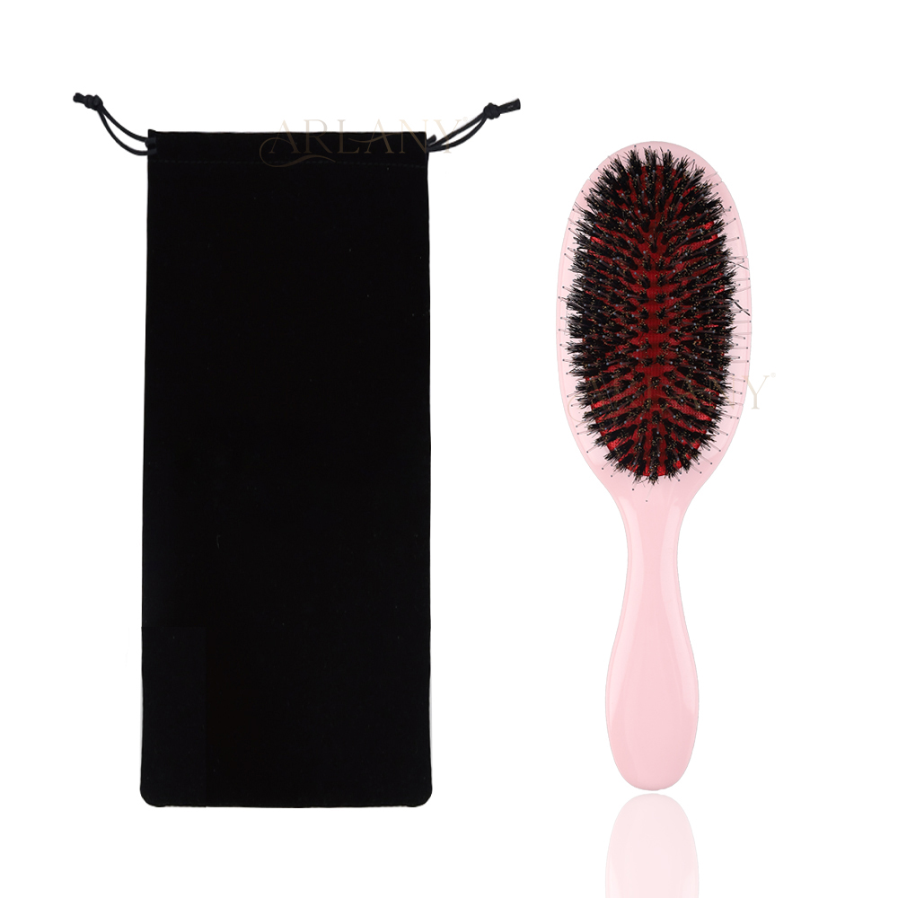 ARLANY-cepillo de pelo con cerdas de jabalí, peine de masaje, herramienta de Peinado, accesorios de salón de belleza, herramienta para extensiones de cabello de peluquería: Rosa