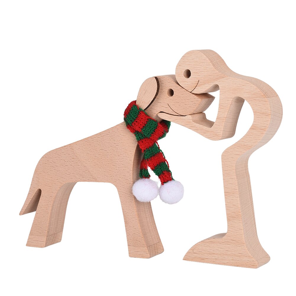Pet Decorations Craft Wooden Dog Cat Doll Ornaments Carved Model Home Office Ornaments Love Pets: M08