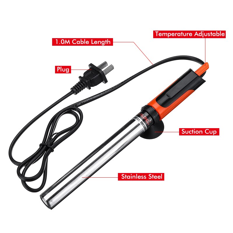 50/100/200/300/500W Aquarium Heater Rod Stainless Steel Temperature Adjustable Auto Thermostat Fish Tank Submersible Heating Rod