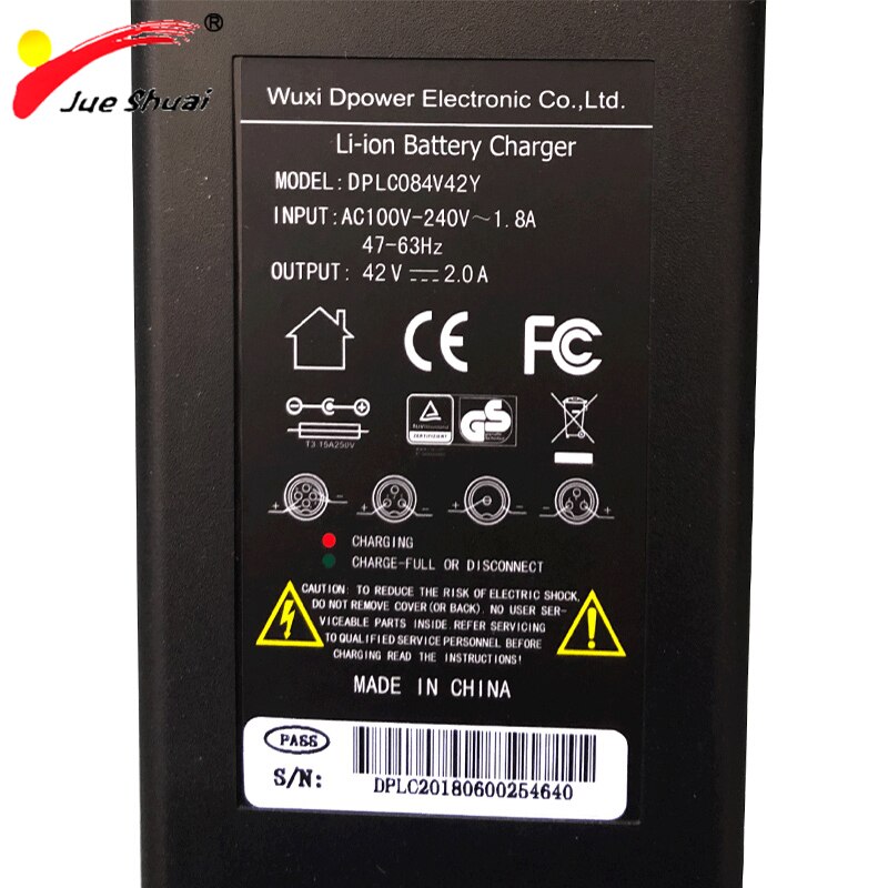 42 v 54.6 v 2a li-ion carregador de bateria para 36 v 48 v bicicleta elétrica bicicleta bateria de lítio 100 v-240 v scooter elétrico