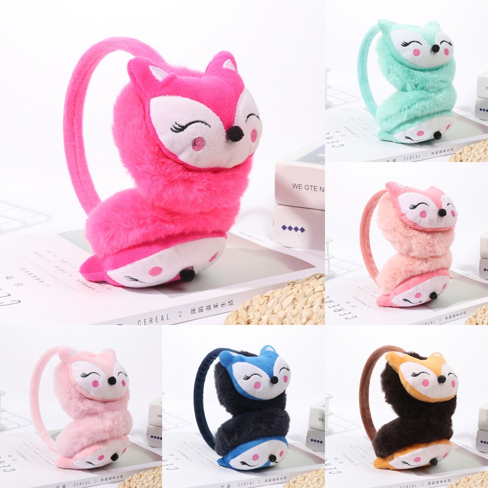 Orejeras de zorro de dibujos animados para mujeres y niñas, orejeras cálidas de felpa, calentador de orejas grueso para niñas, niños, estudiantes, mantener la oreja