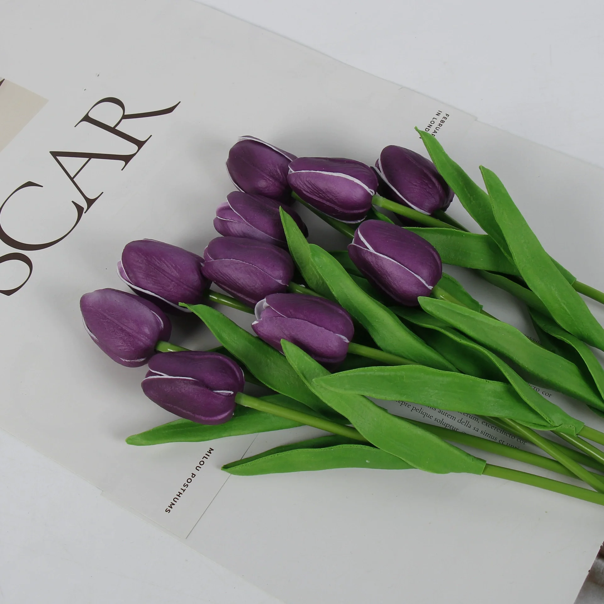 10pc Tulpe Hochzeit Künstliche Blumenstrauß Künstliche Blume Brautstrauß draussen Hausgarten Blumenstrauß Party Vase Dekorative Pflanze: Lila