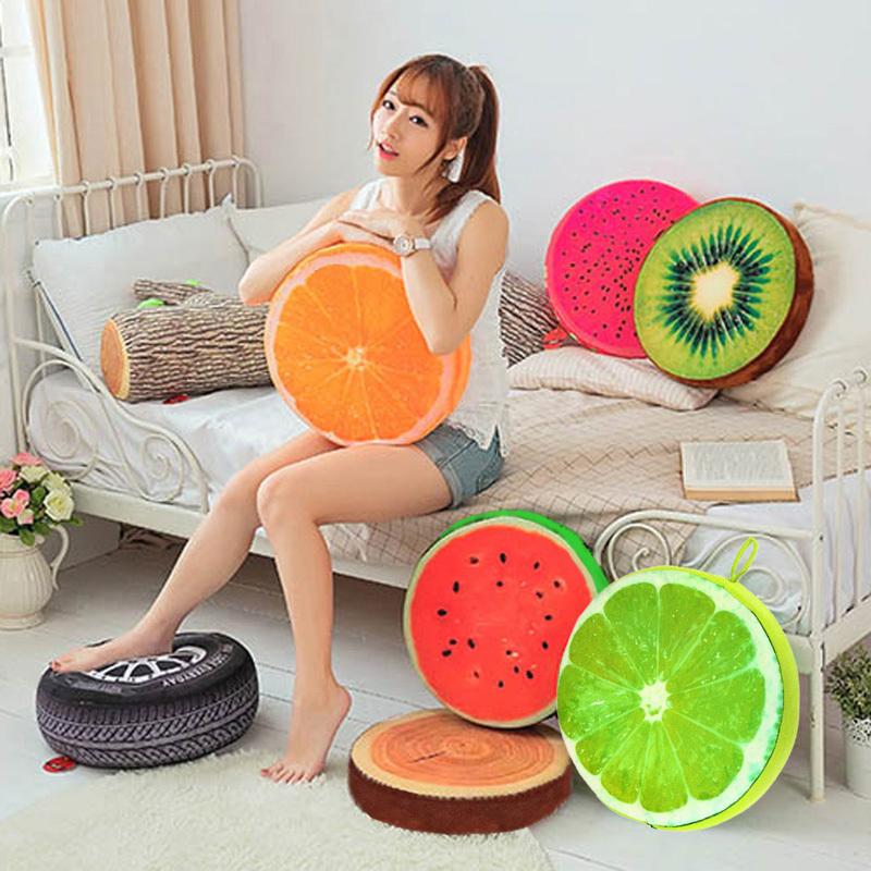 cojín para sofá de casa de frutas 3D, cojines de asiento modernos para las estaciones redondas, cojín para el suelo, cojín para el asiento, decoración moderna para el hogar
