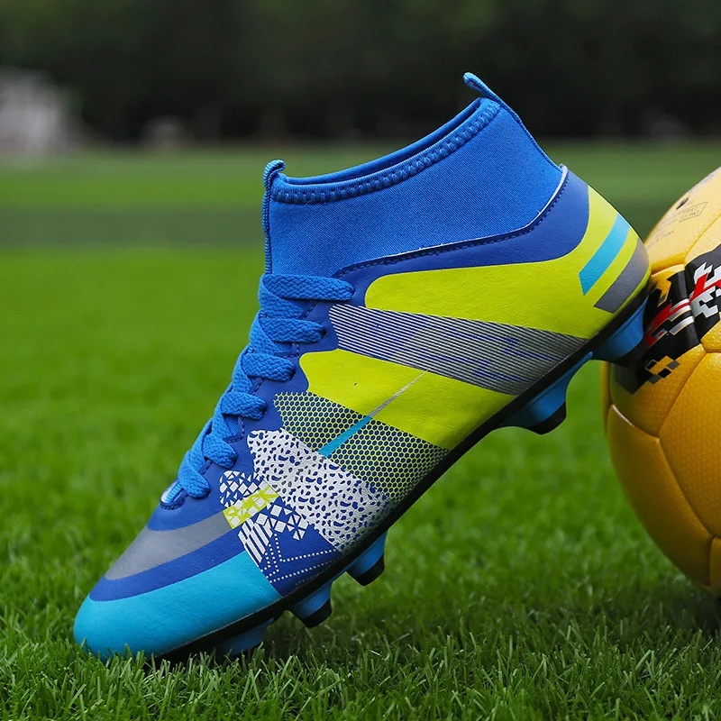 Hoge voetbalschoenen voor kinderen en tieners met lange gescheurde nagels Fly gebreide wedstrijdtrainingsschoenen gemaakt in China: Blauw / 38