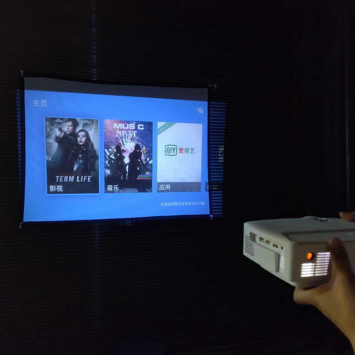 60/72/84/100/120 Inches Black-sided Foldable HD Movie Projector Screen For Projector 16:9 Background Cloth White