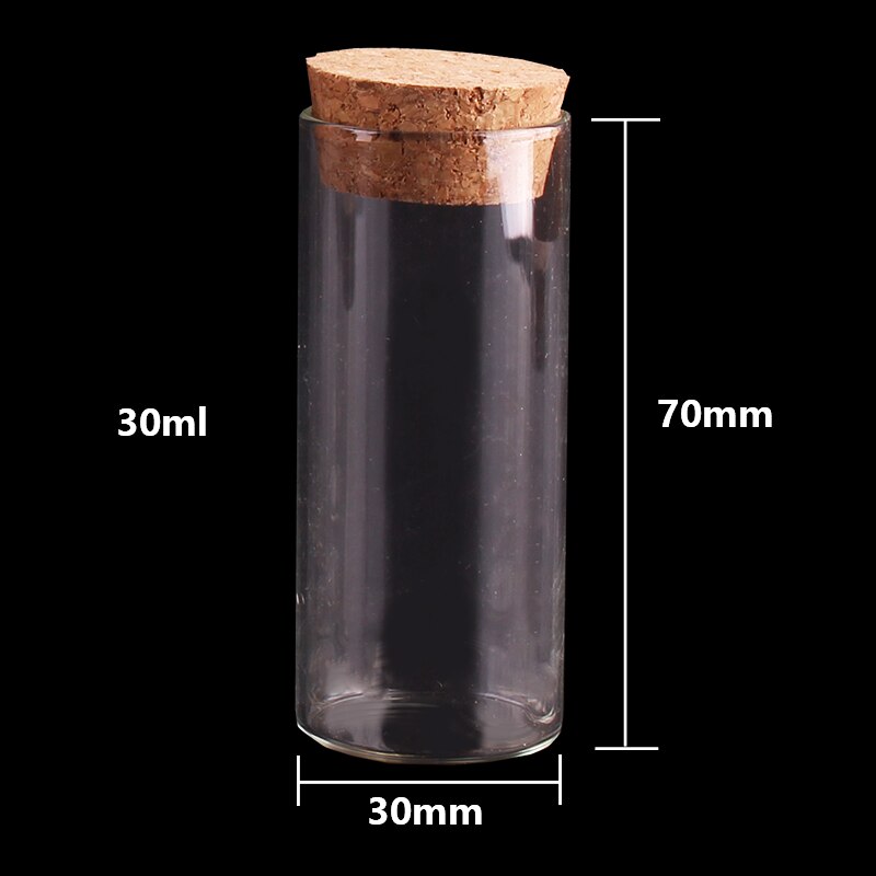 Dia 30mm: 15ml 25ml 30ml 35ml 40ml 50ml 60mlTransparent Glass Test Tube Vials Terrarium with Cork Stopper Glass Container 24pcs: 30ml