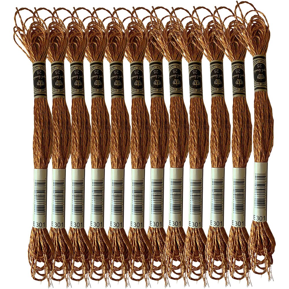 Metal Effects Metallic Silver Floss Embroidery Thread Titanium Copper Gold E168/E301/E317/E3821/E677/E3852, 8.7 Yards: Copper x12