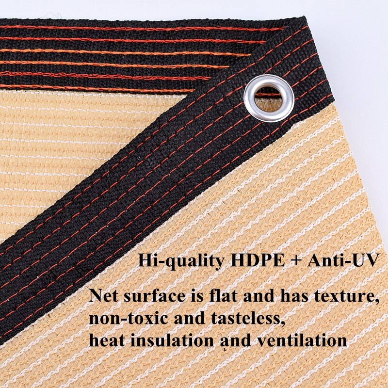 Hi Beige HDPE Anti-UV Shading Net Outdoor Awning Garden Sunblock Succulent Plant Cover Shelter Sunshade Net Shade Sail