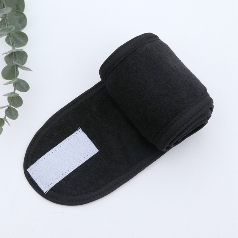 Banda para la cabeza para mujer, diadema ajustable para SPA, Yoga Facial, maquillaje para baño, banda para el cabello para lavado de cara, toalla suave, accesorios de maquillaje para el cabello: Negro