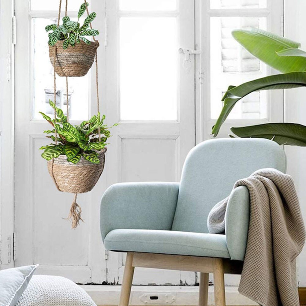 Doppel Schicht Hängen Blumen Korb Blumentopf Halfter Balkon Pflanzen Aufhänger Garten Heimat Dekorationen