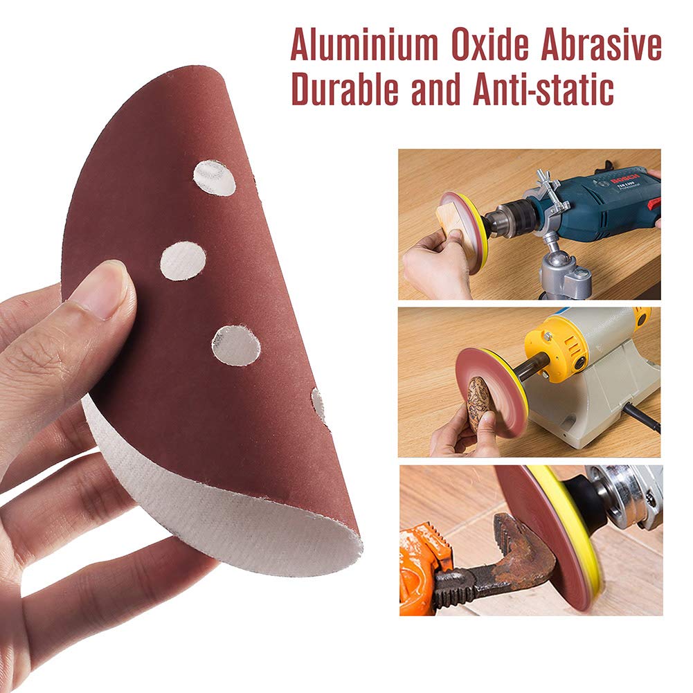 10Pcs 7 Inch Sanding Disc 8 Hole Hook and Loop 40-180 Grit Flocking Sandpaper For Grinder Random Orbital Sander Paper