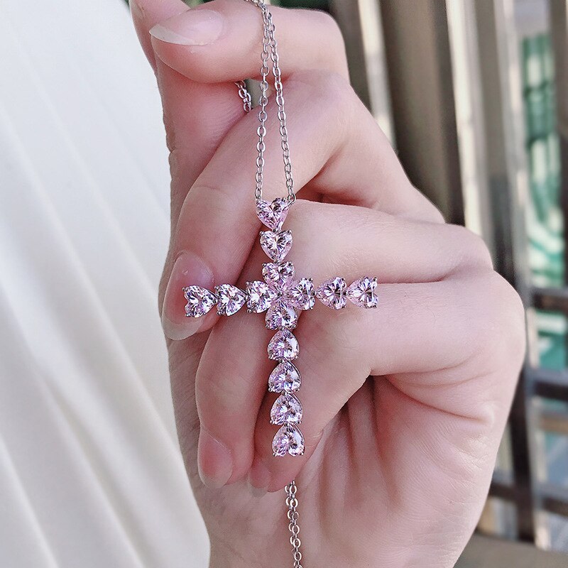 Oevas 100% 925 Sterling silber kreuz 5*5mm hochwertiger kohlenstoffdiamant 18k weißGold plattierte halskette für damen Party feiner schmuck