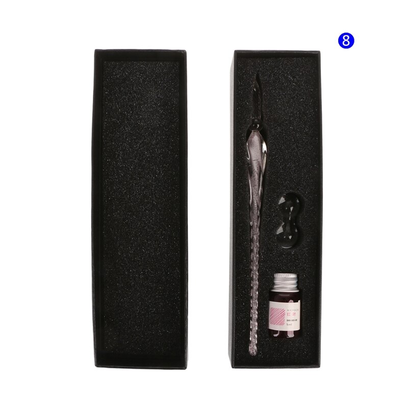 1 Pc Crystal Glass Dip Pen Set Non-carbon Ink Fountain Signature Pen Writing Tools Soda Lime Glass Pen: 8