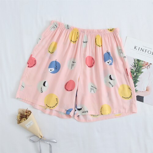 Loose smooth comfortable women's sleep bottoms floral print female home wear pants: 03 / L(45-60KG)