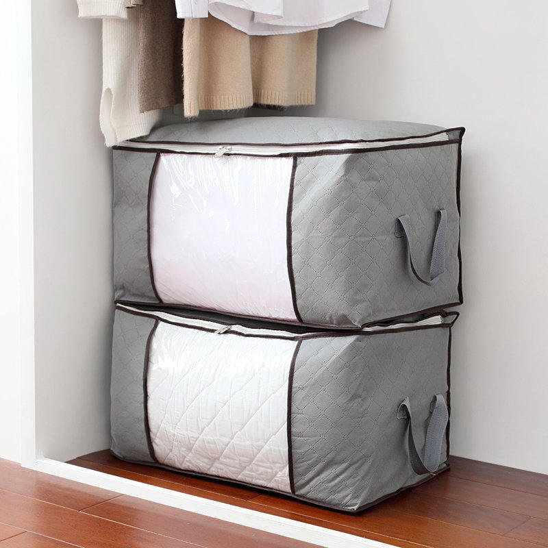 Bamboe Draagbare Kleding Opbergtas Organizer 60x40x35 cm Vouwen Closet Organizer Voor Kussen Dekbed Deken Beddengoed