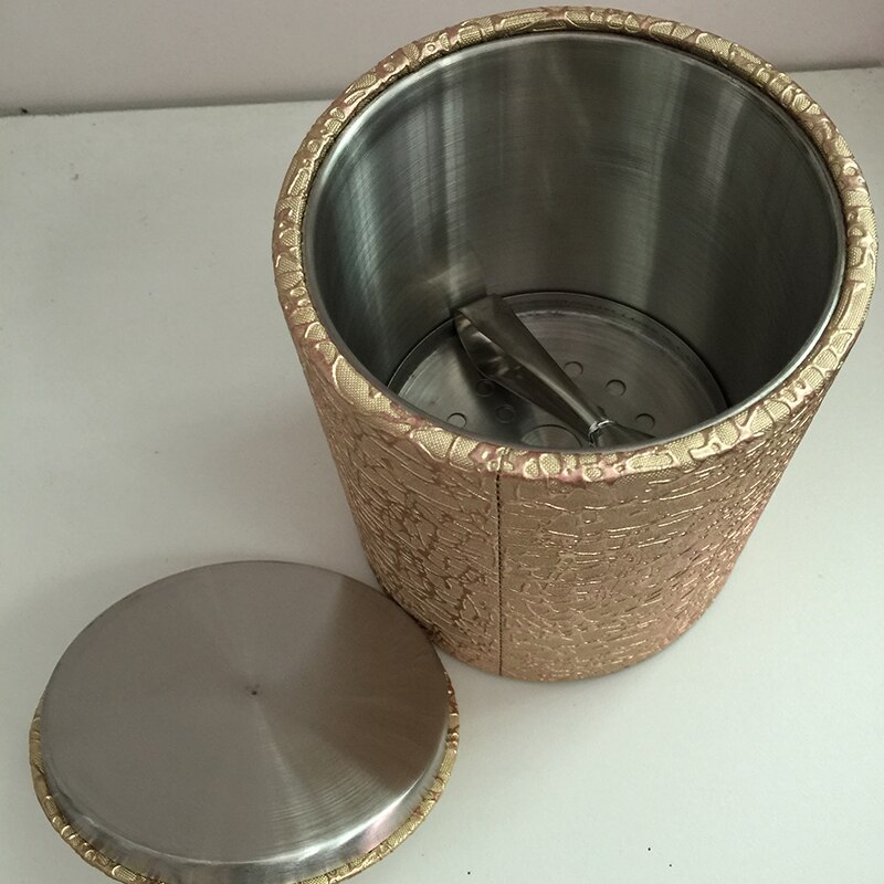Lyxig guld och svart plast läder ishink rostfritt stål ishink hushållsisolering av ishink ölfat