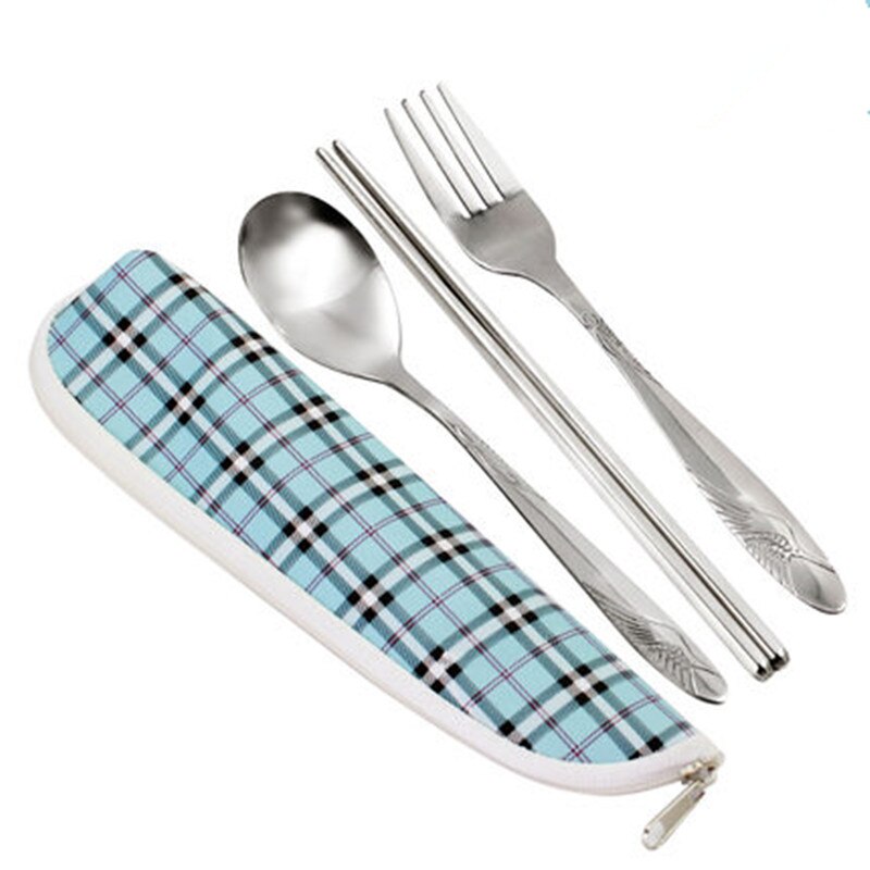 Tableware Reusable Travel Cutlery Set Camp Utensils Set with stainless steel Spoon Fork Chopsticks Straw Portable case
