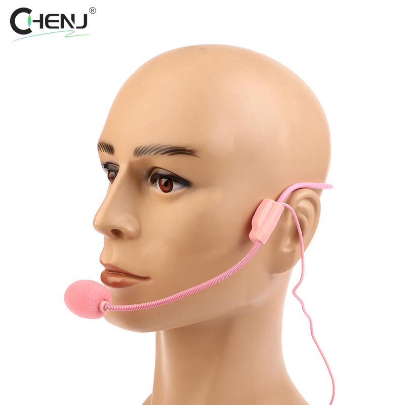 1 stücke 3,5mm kopf getragenes kabel gebundenes Mikrofon Headset rosa Sprach verstärker Lautsprecher klares Klang mikrofon für Konferenz führer Sprach lehrer