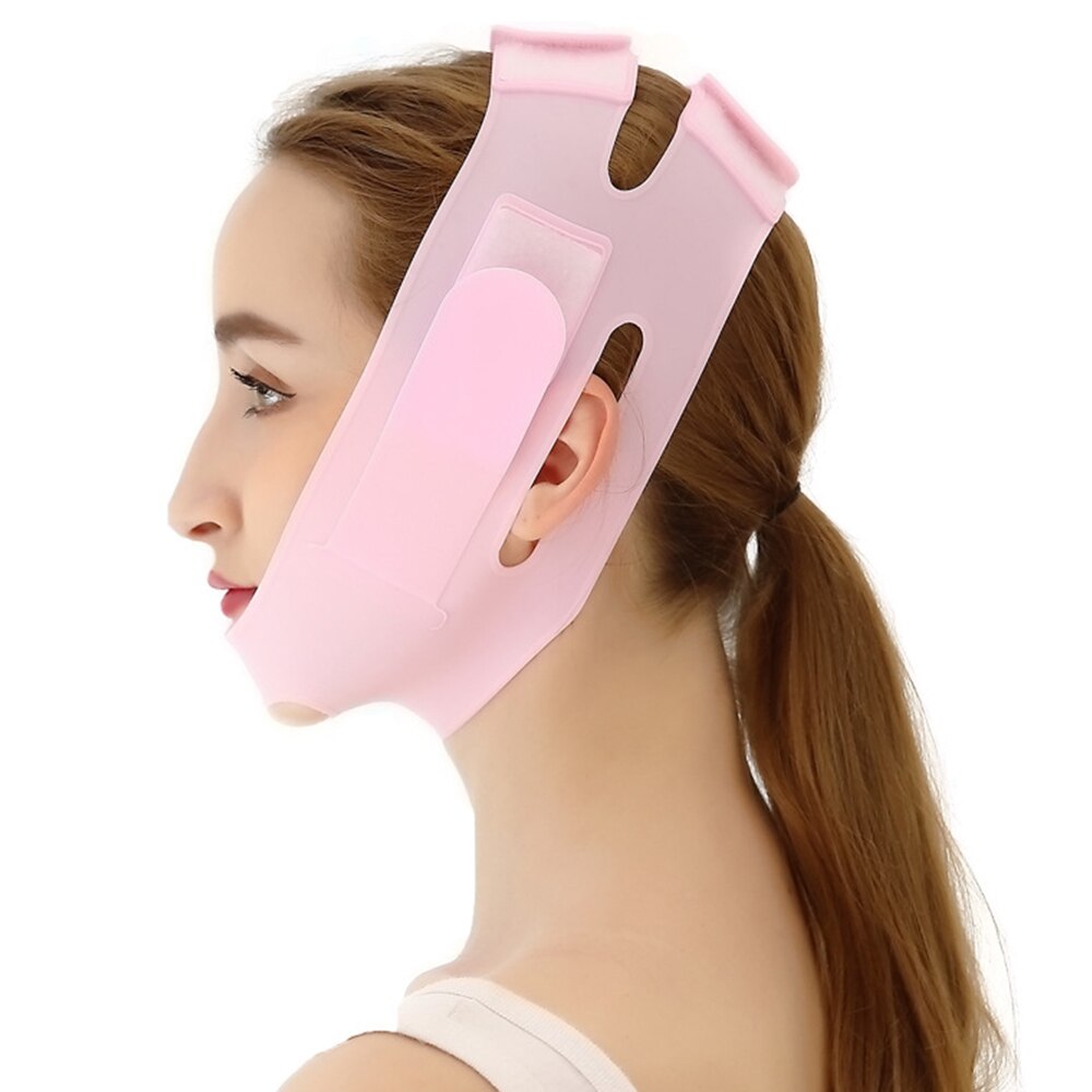 Åndbar opstrammende øjeblikkelig ansigtsløftmaske ansigtsløftningsværktøj hvid tynd og let 360 ° elasticitet ansigtsløftningsbandage: Type 2 lyserød