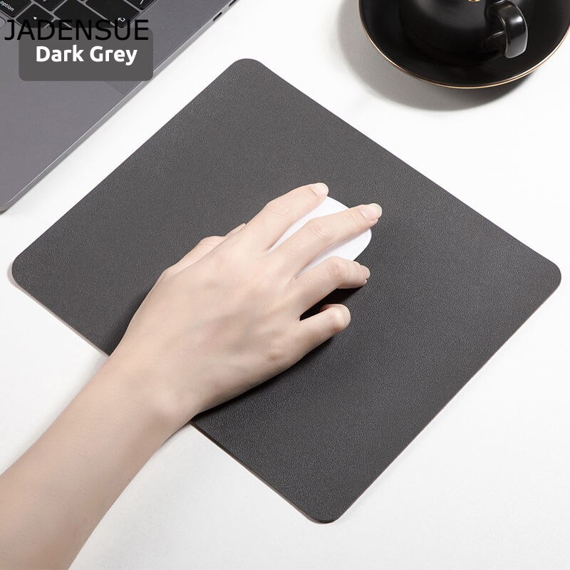 Lindo Mouse Pad de cuero de la PU de Color sólido Simple escritorio Mats impermeable de la Oficina alfombrilla de ratón para portátil Juegos de ordenador Deskpad: 25x21cm Dark Grey