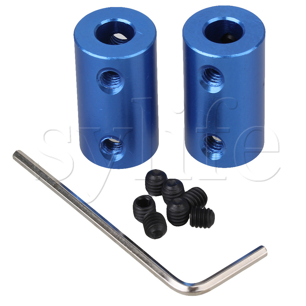 2pcs 6.35 x 6.35mm Blue Aluminum Alloy Shaft Motor Rigid Solid Coupling Coupler