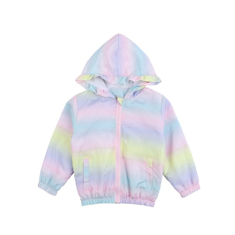 Manteaux à capuche pour filles, vestes à rayures colorées, vêtements de princesse avec ailes, fermeture éclair, collection printemps-automne