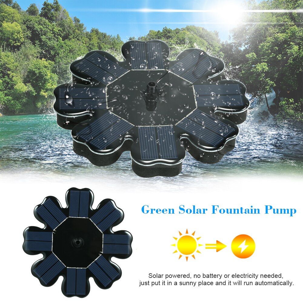 Zonne-energie fontein bloemvormig zonnepaneel kit vogelbad drijvende fontein pomp voor tuin patio vijver aquarium decoratie