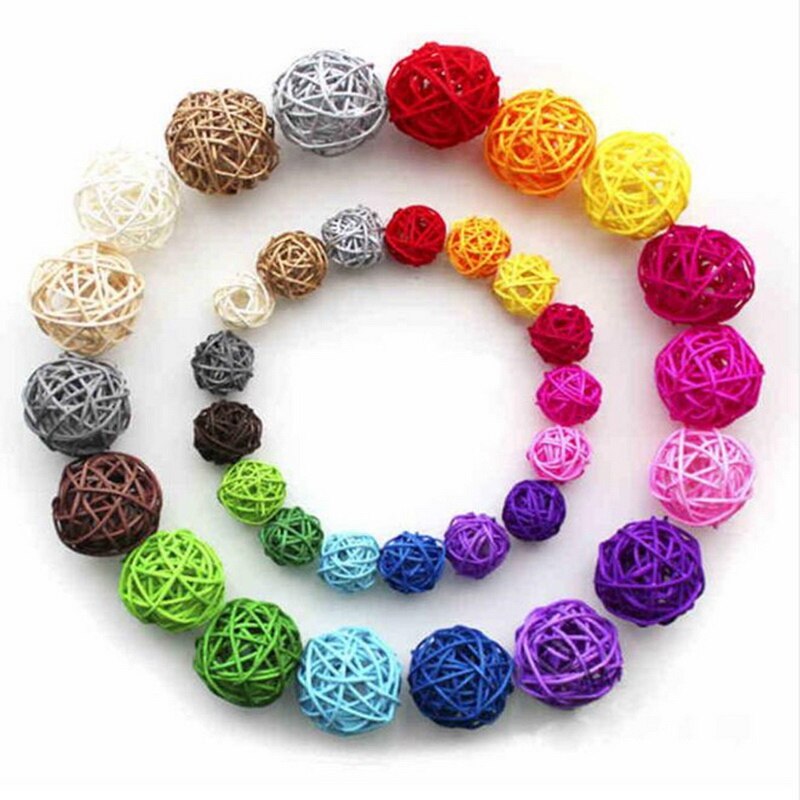 20pcs 3cm Multicolor Sepak Takraw Rattan Ball Birthday Party Decor Wedding Decorations Christmas Home Craft Ornament Baby Toys