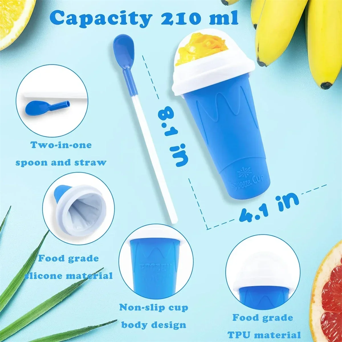 Domowy kubek robić smoothie Szybko mrożjeden lody Butelka na koktajl mleczny Lato DIY Sok mrożony Puchar Zamrożjeden przenośne kubki robić wyciskania Slushie