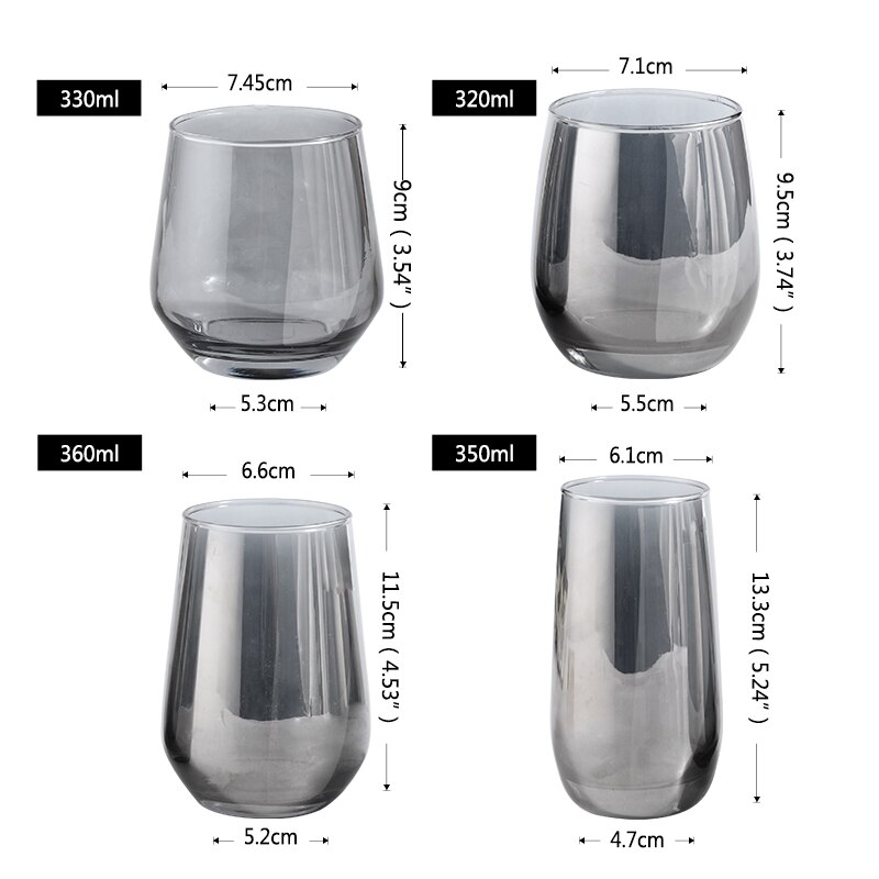 Upspirit grå plating whisky drikkeglass vann kaffe melk drinkware glass til hjemmet vodka ølbar hotell glass kopper sett