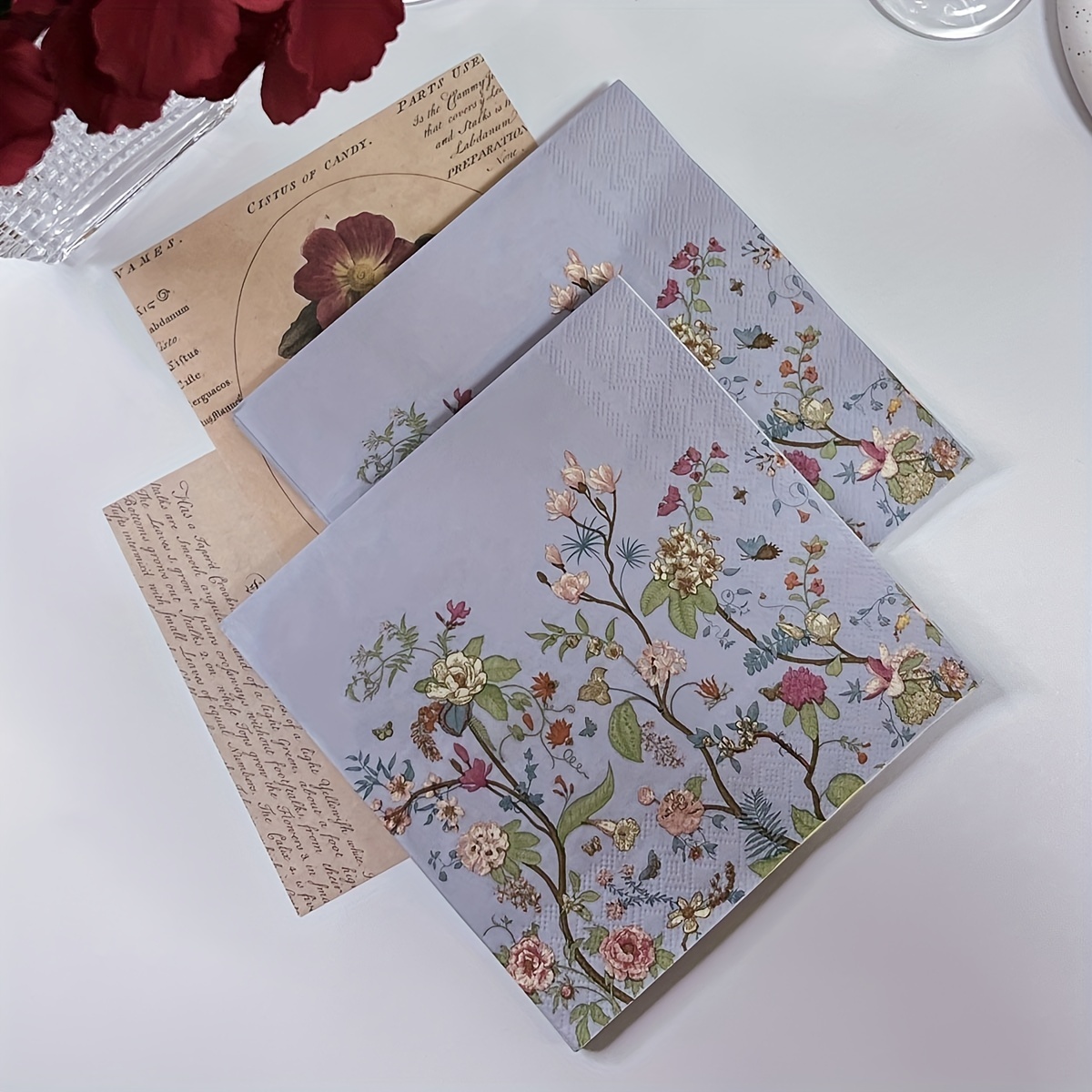 20 stuks vintage wilde bloem wegwerpservetten voor feesten, bruiloften, verjaardagen - 13x13 inch, perfect voor desserts en feesten