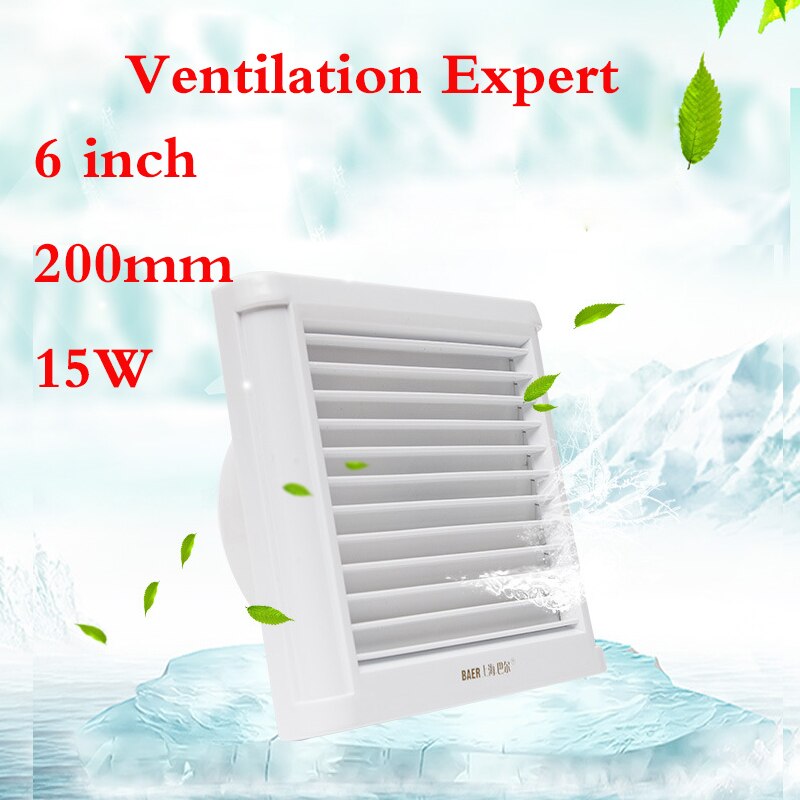 Ventilador janela de vidro 6 polegada mudo forte 150mm de parede ventilador de exaustão do banheiro à prova d' água remover o Formaldeído PM2.5