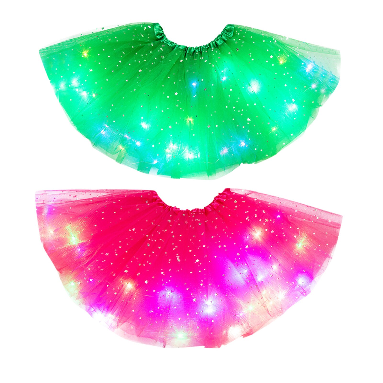 2 Stuks Zomer Jurk Kinderen Meisjes Baby Sequin Tutu Rok Led Light Up Pettiskirt Ballet Kleding Meisje Jurk Baby kleding Set #40: F