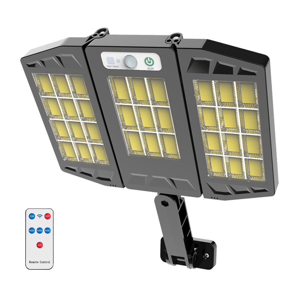 264/384 LED 3 COB Solar Street Lights Outdoor 3 Head Motion Sensor 180 Angle Wide Lighting Waterproof Remote Control Wall Lamp: 33COB RC