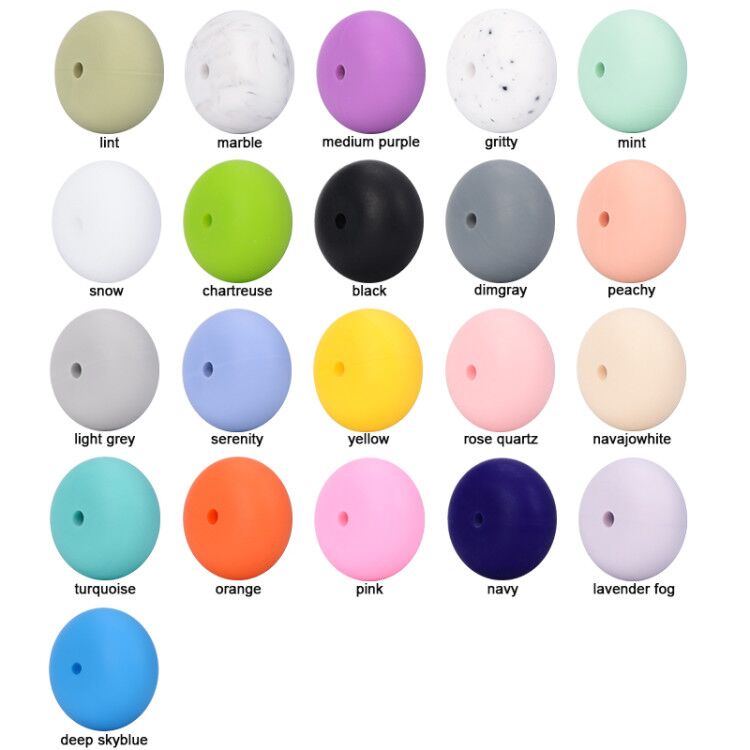 LOFCA 50 pcs/lot 14mm Mini boulier perles de Silicone en vrac collier de perles pour bricolage porte-clés collier bijoux accessoires: Rose chaud