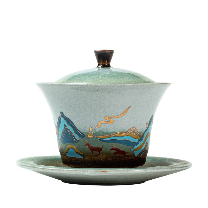 Fu Rushan zuppiera ceramica antica giapponese Gaiwan grande tazza da tè ciotola da cerimonia del tè Kung Fu impostato da tè impostato da tè cina cinese Gaiwan